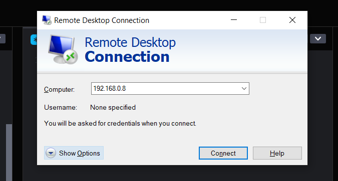 image showing rdp connection to kali linux and windows