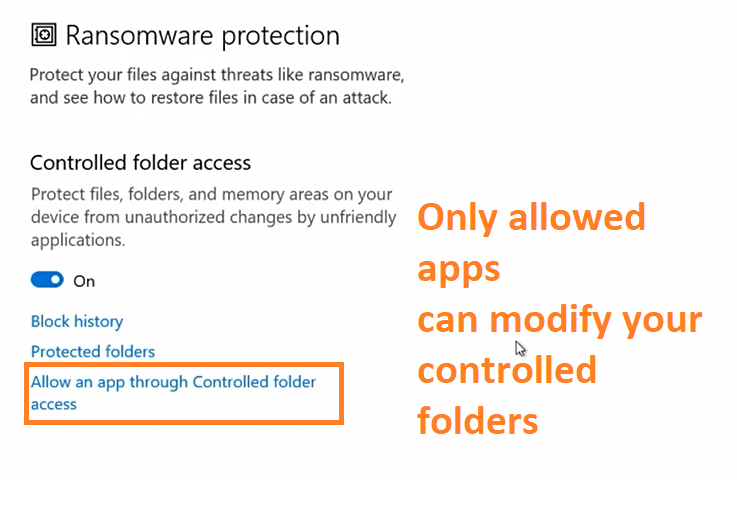 Ransomware protection on windows defender